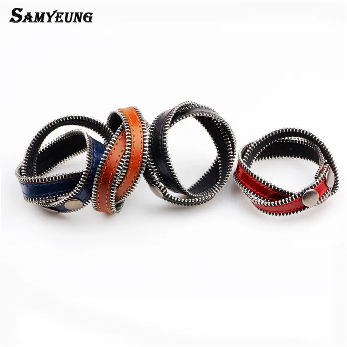 Samyeung подвеска в стиле стимпанк браслеты на молнии женские кожаные Braclet мужские