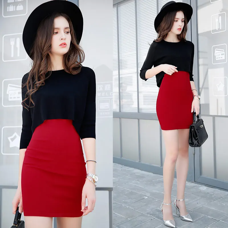 101232017 новые весенние модели решений красное вино темперамент тонкий комплект из