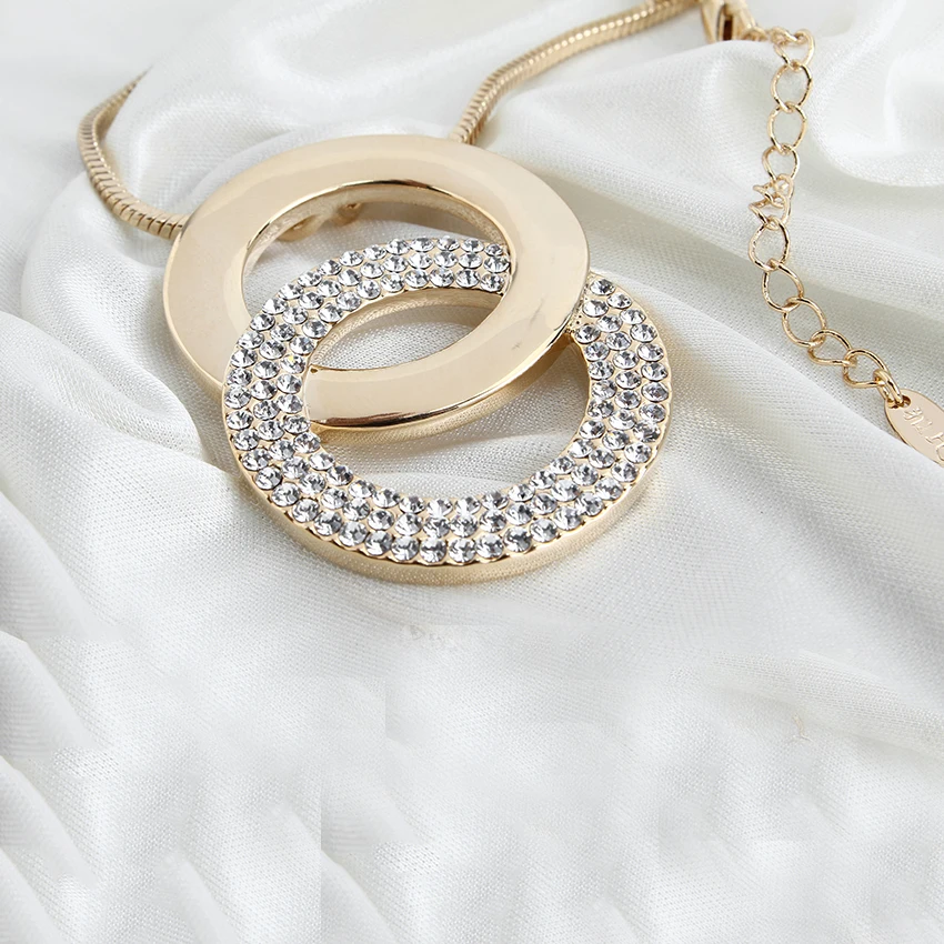 Женская круглая подвеска ожерелье свитер простой стиль золото серебро цепочка с