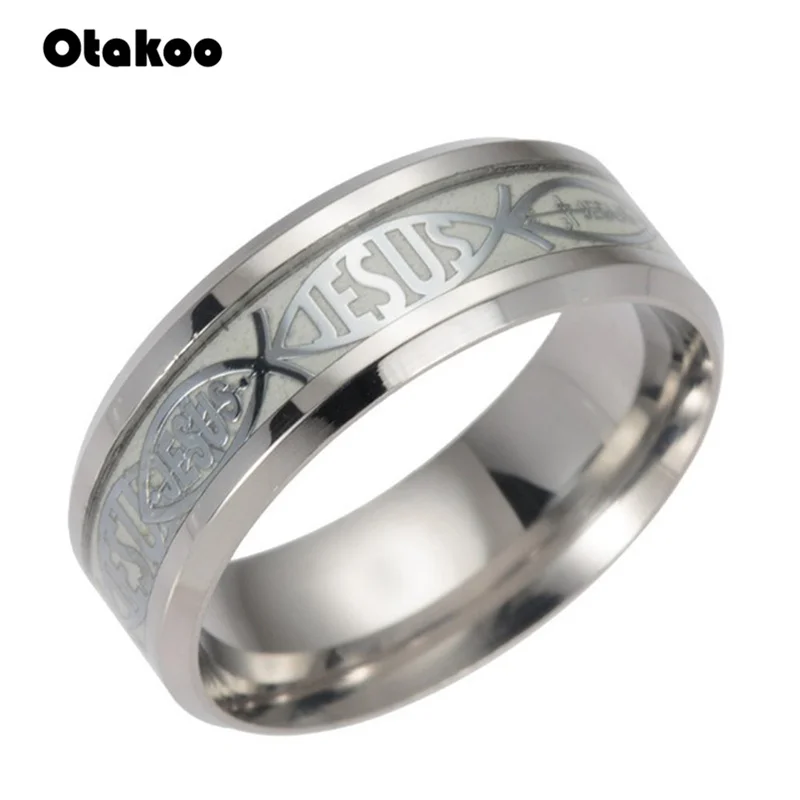 Otakoo светящееся кольцо с изображением Иисуса Христа из нержавеющей стали