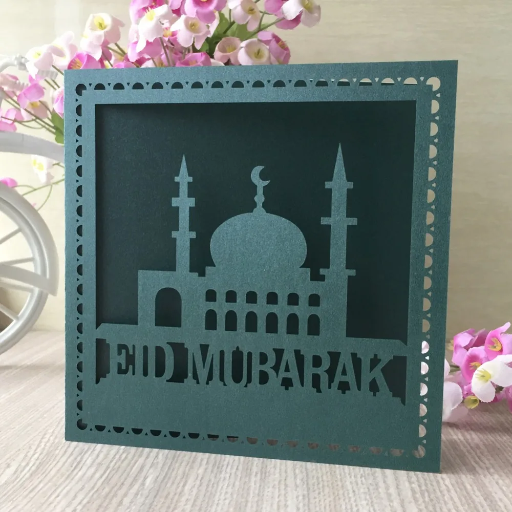 

100pcs Happy Eid Laser Cut Invitations Cards Greeting Card Ramadan decorations Islamic party happy Eid Mubarak decorations