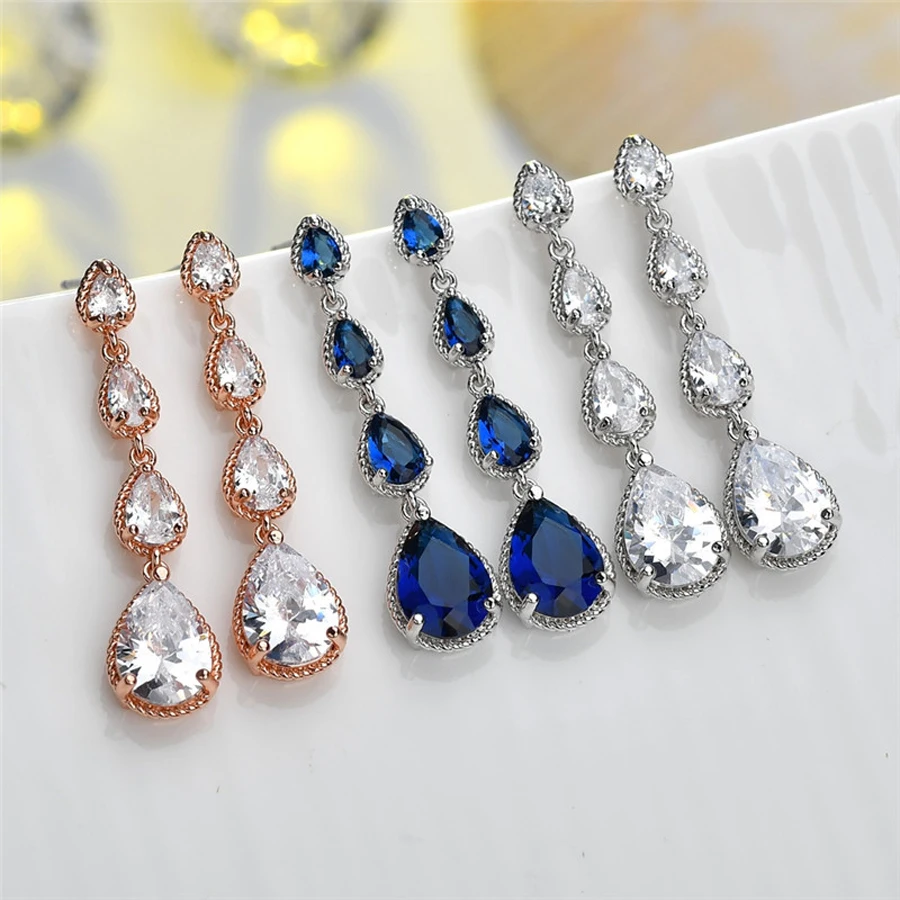 Серьги капельки IDESTINY 11 роскошные серьги с фианитом для свадьбы и