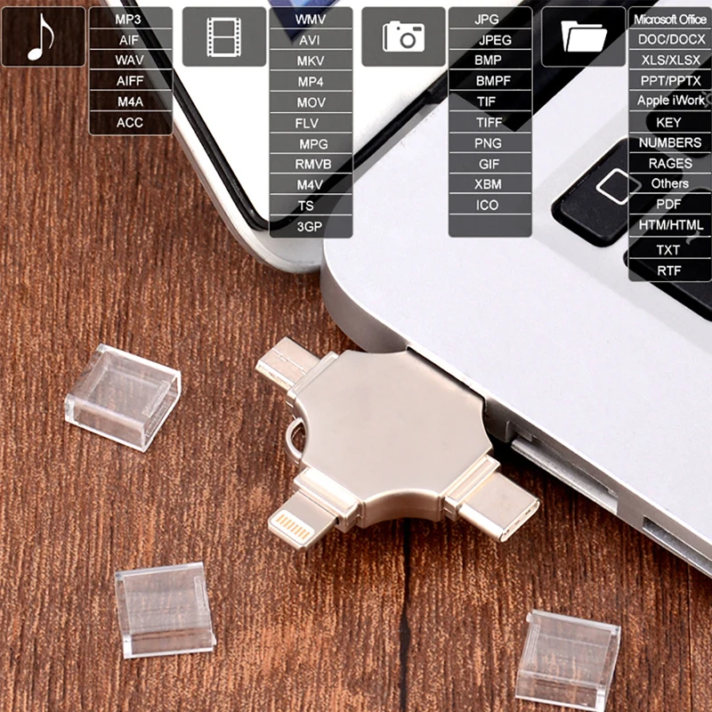4 в 1 USB 3 0 флеш-накопитель 16 ГБ 32 64 Гб 128 Lightning U Stick Флешка для iPad Android ноутбук