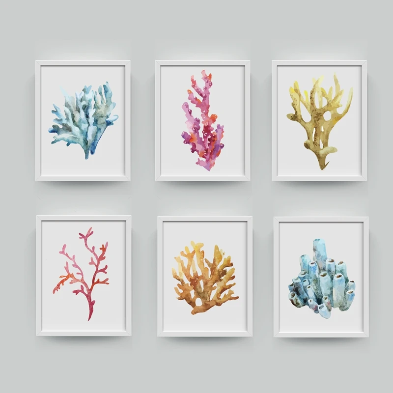 Декоративная Настенная картина Corals для украшения дома акварель Кора ванной