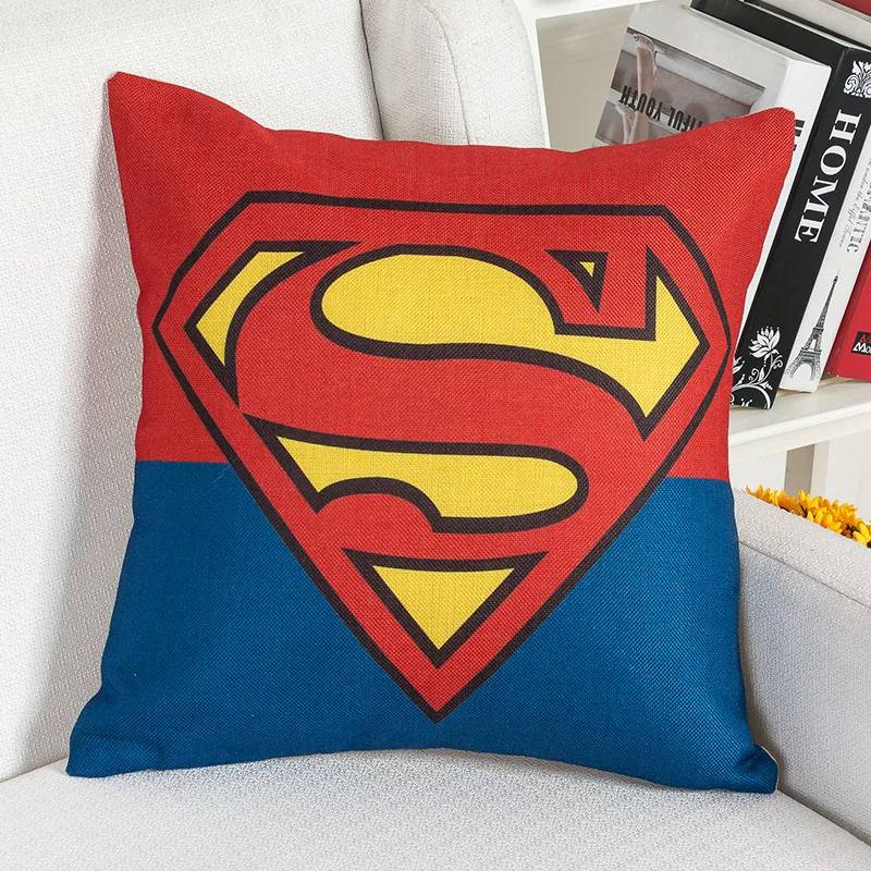 Наволочка из хлопка и льна украшение для дома логотип Super hero 45*45 см|cotton linen|linen