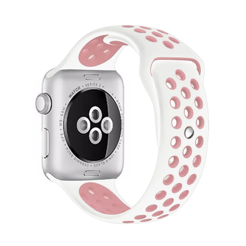 Спортивный силиконовый ремешок для apple watch, 42 мм, 44 мм, 38 мм, 40 мм, браслет для часов iwatch, apple Series 5 - Цвет ремешка: White flour