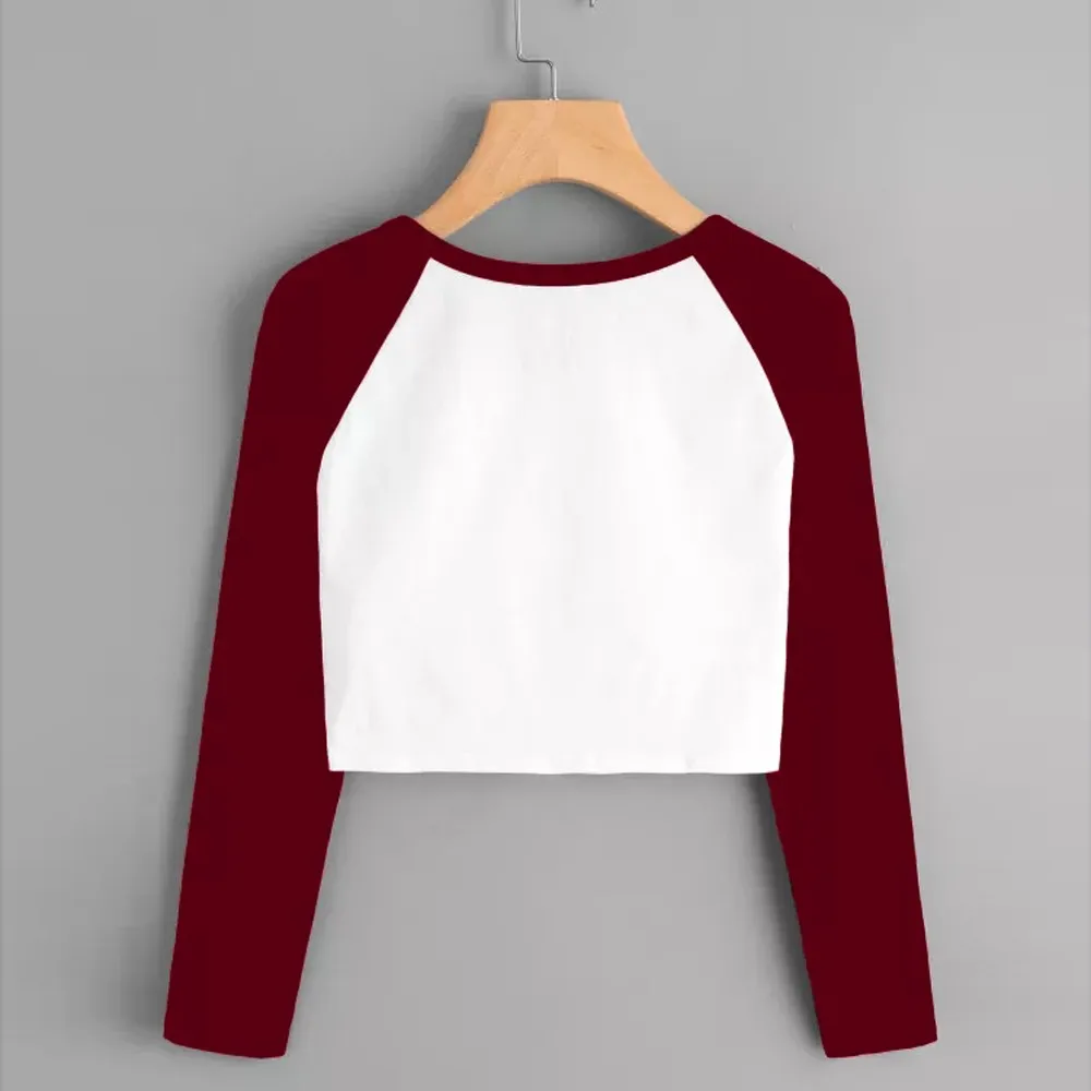 Для женщин ежедневно camisetas Длинные рукава Твердые Лоскутная стретчевый Топ