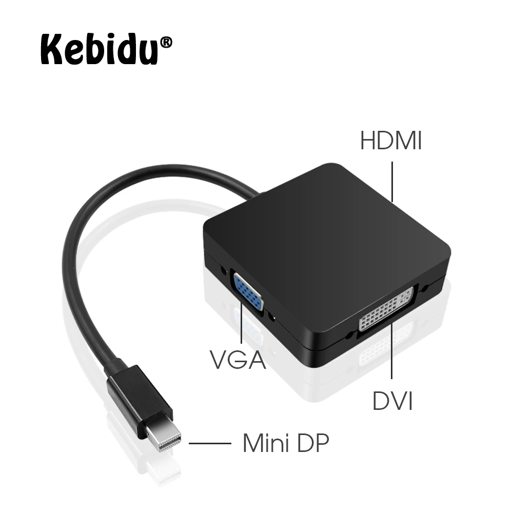 Kebidu 3 в 1 мини-порт дисплея DP Thunderbolt к DVI VGA HDMI конвертер адаптер порт кабель для ПК