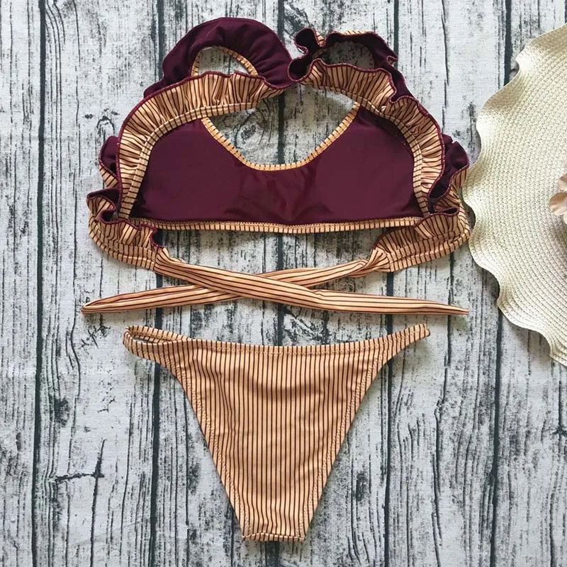 Новый Трусики бикини Для женщин Купальники для малышек 2017 Сексуальная Холтер Push