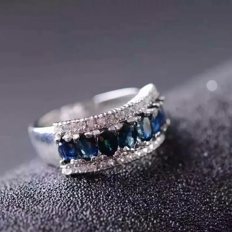 shilovem 925 silver sterling natural Natural sapphire Ring fine Jewelry party Customizable trendy open new j030401agl