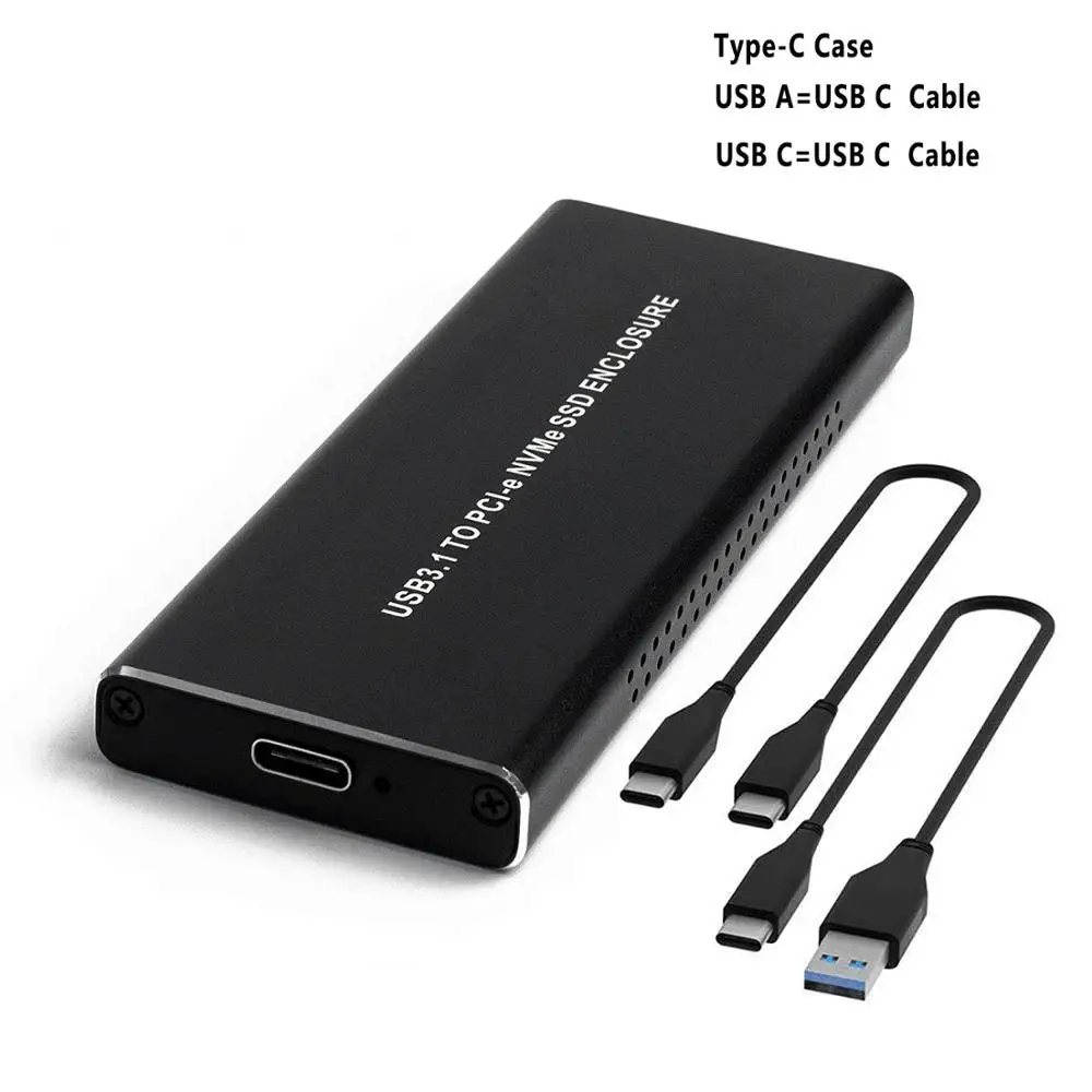 PCIE NVMe USB3.1 HDD корпус M.2 для USB 3,1 Тип C M ключ SSD корпус жесткий диск чехол внешний HDD чехол/PCIE SSD чехол - Цвет: Black