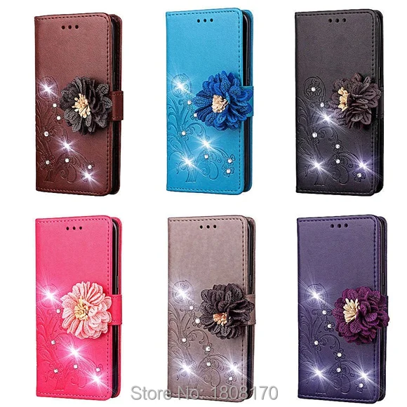 Кожаный чехол-бумажник C-ku с блестящим клевером и бриллиантами для LG K10 2018 Q7 G7 Redmi 4A