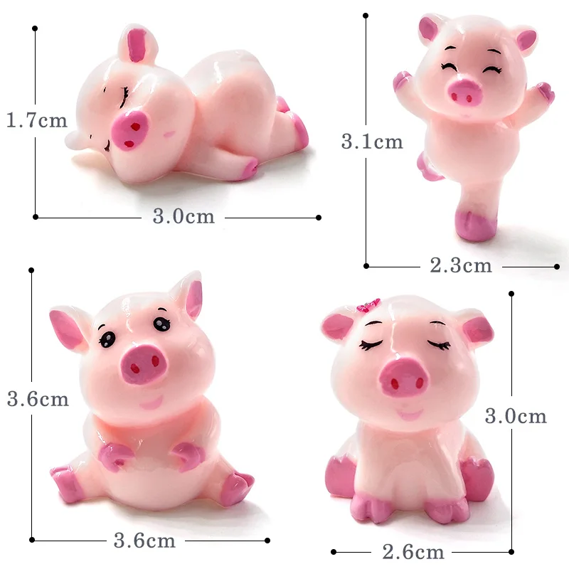 4pcs Pig Милая свинья корова семья смолы ремесло животное модель Фигурка домашний декор миниатюрное украшение для сада в виде Феи аксессуары микро пейзаж - Цвет: 4pcs Pig