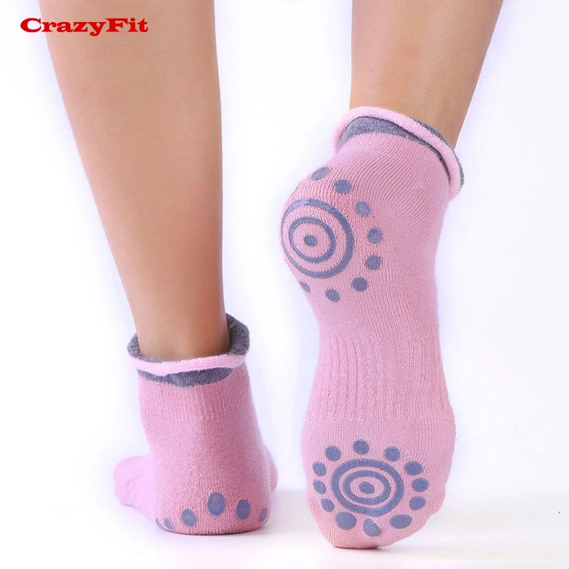 CrazyFit, для взрослых женщин, спортивные носки для пилатеса, йоги, спортзала, атлетические, зимние, тепловые, дышащие, противоскользящие, Нескользящие, носки для йоги