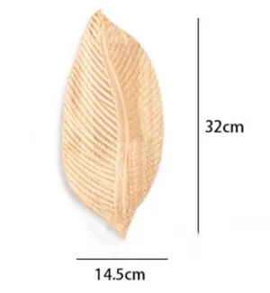 JJ1435-32x14.5CM Грецкий орех, Резиновая деревянная тарелка, фруктовое блюдо, тарелка, чайный поднос, десертный ужин, хлеб, лист, узор, деревянная тарелка, поддоны для хранения - Цвет: JJ1435-32x14.5CM
