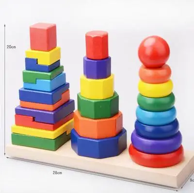 Новинка детские игрушки трехколонковый набор из радужной башни деревянные