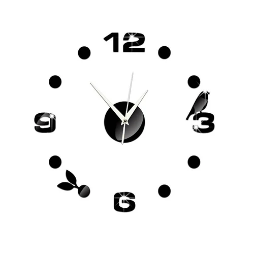 Black Настенные часы для дома, часы-наклейка, настенные часы Horloge 3D, сделай сам, акриловая Зеркальная Наклейка, украшение для дома, для гостиной, Кварцевая игла - Color: Black
