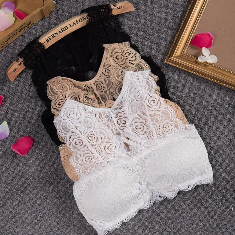 Женская сексуальная грудь мягкий безрукавки LaceChest Pad Base нижнее белье Bralette crop top