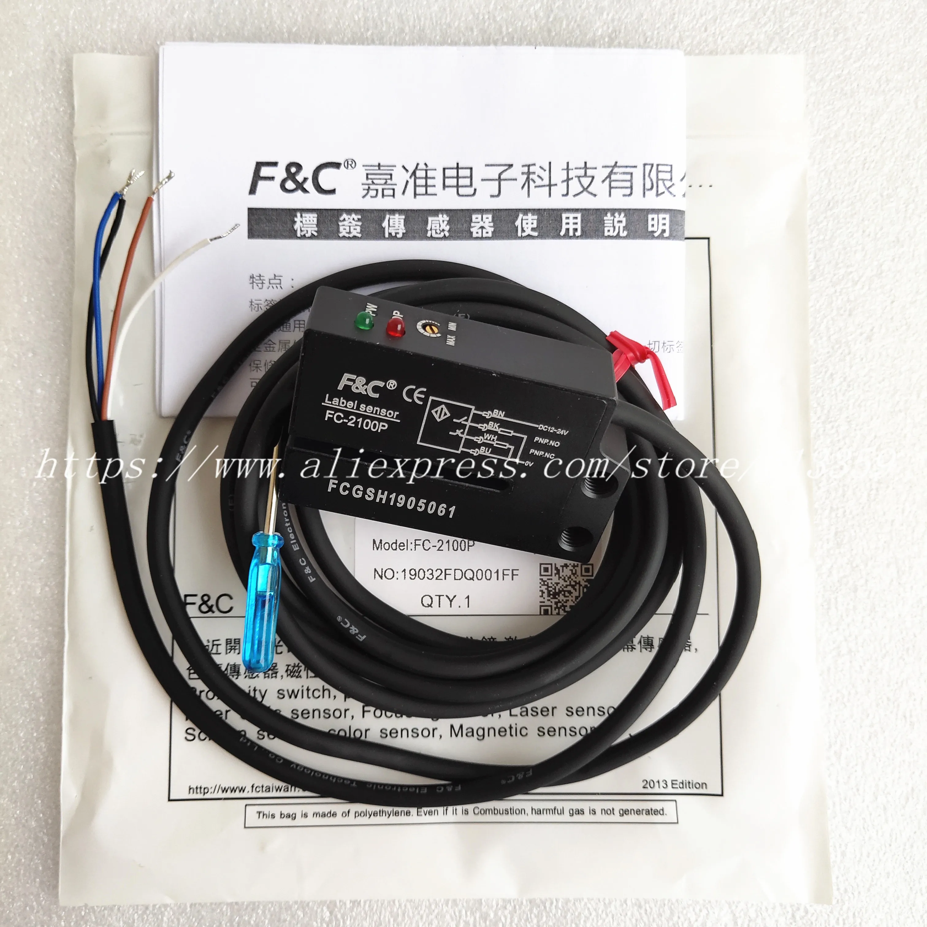 FC-2100 FC-2100P F& C датчик этикетки 4 провода без NC электрическая этикетка детектор Фото Датчик