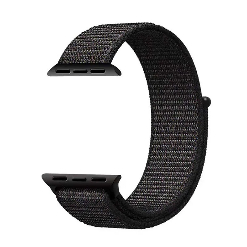 Нейлоновый ремешок для часов Apple watch 42 мм 38 мм iwatch 4 3 2 Ремешки для наручных часов адаптер 44 мм 40 мм Плетеный спортивный ремешок - Цвет ремешка: Black