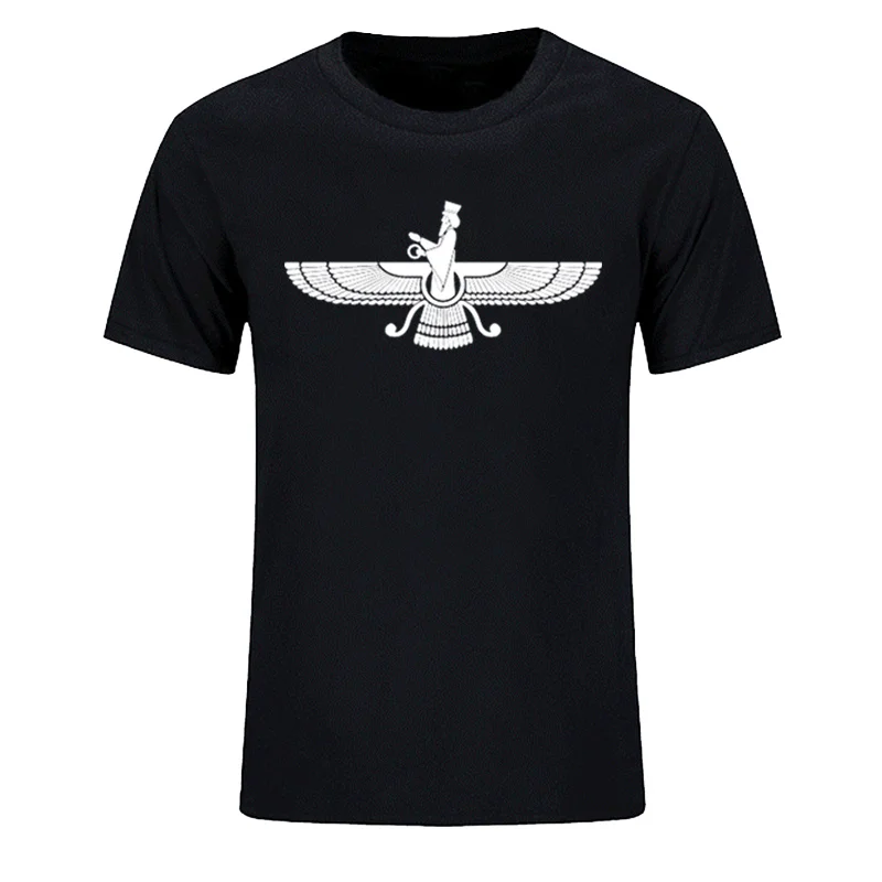 Летняя новая мужская футболка из хлопка с коротким рукавом и символом фарвагара, Ирана, Персии