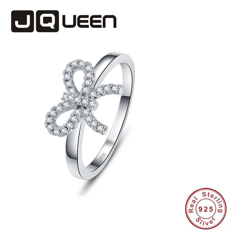 JQUEEN романтическая мода 925 пробы серебряный милый лук узел кристалл кольцо для Для