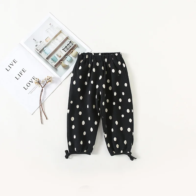 2018 г. Новая Осенняя для маленьких девочек длинные штаны из хлопка малышей черные