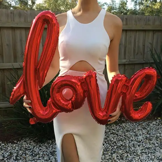 1 шт. гигантские розово-золотые красные воздушные шары с надписью Love для