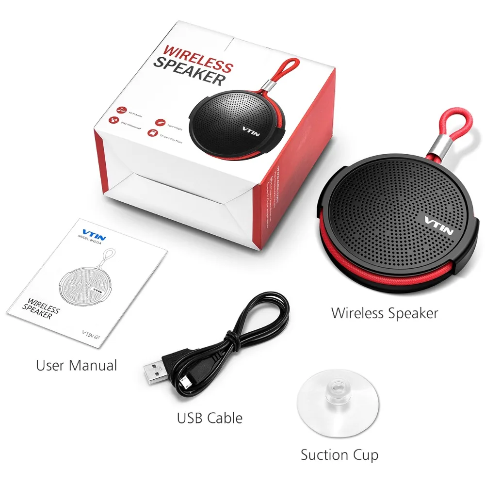 VTIN Беспроводной Динамик s HD звук Портативный Bluetooth 4,2 Динамик С микрофоном на присоске для iPhone XS/X/8/7/6 huawei Коврики