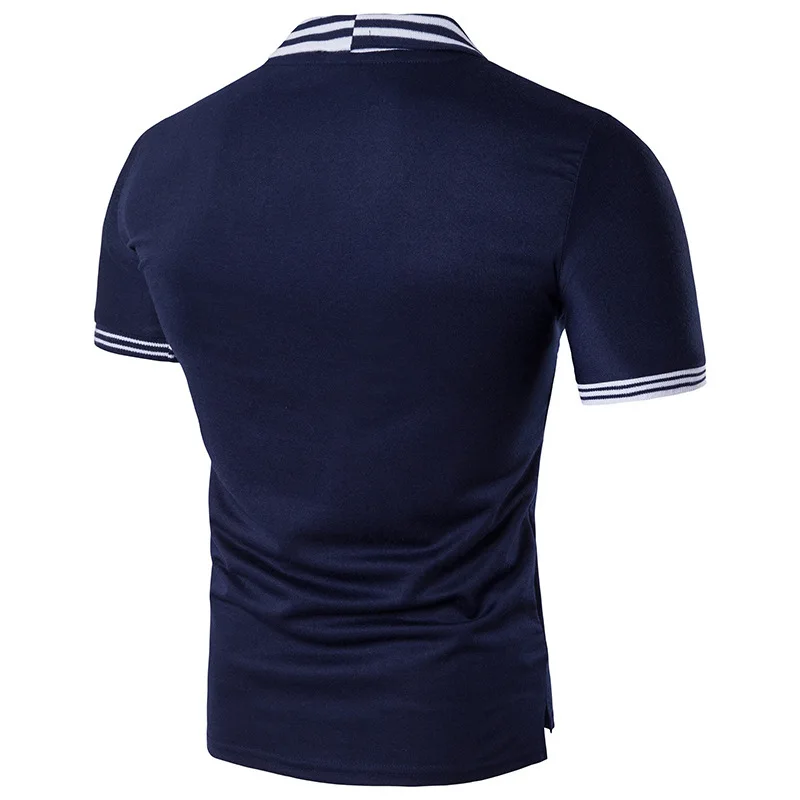 Men Polo Shirt Two-Color Stitching Personality Lapel Mens Shirts Short-Sleeved S M L 2018 | Мужская одежда