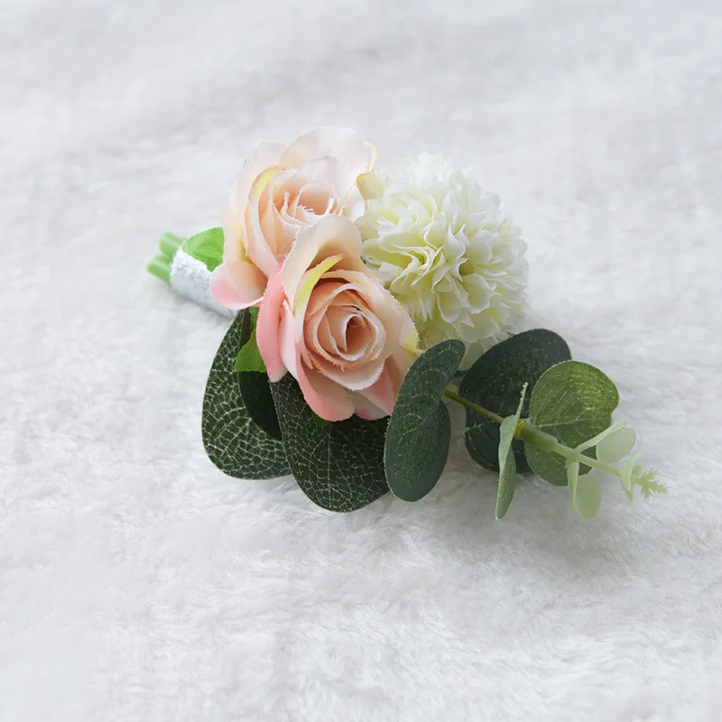 

H&S BRIDAL Simple Wedding Bouquet (Wrist flower and boutonniere )Mixed Wedding Bridal Bouquet Set bouquet of flower for wedding