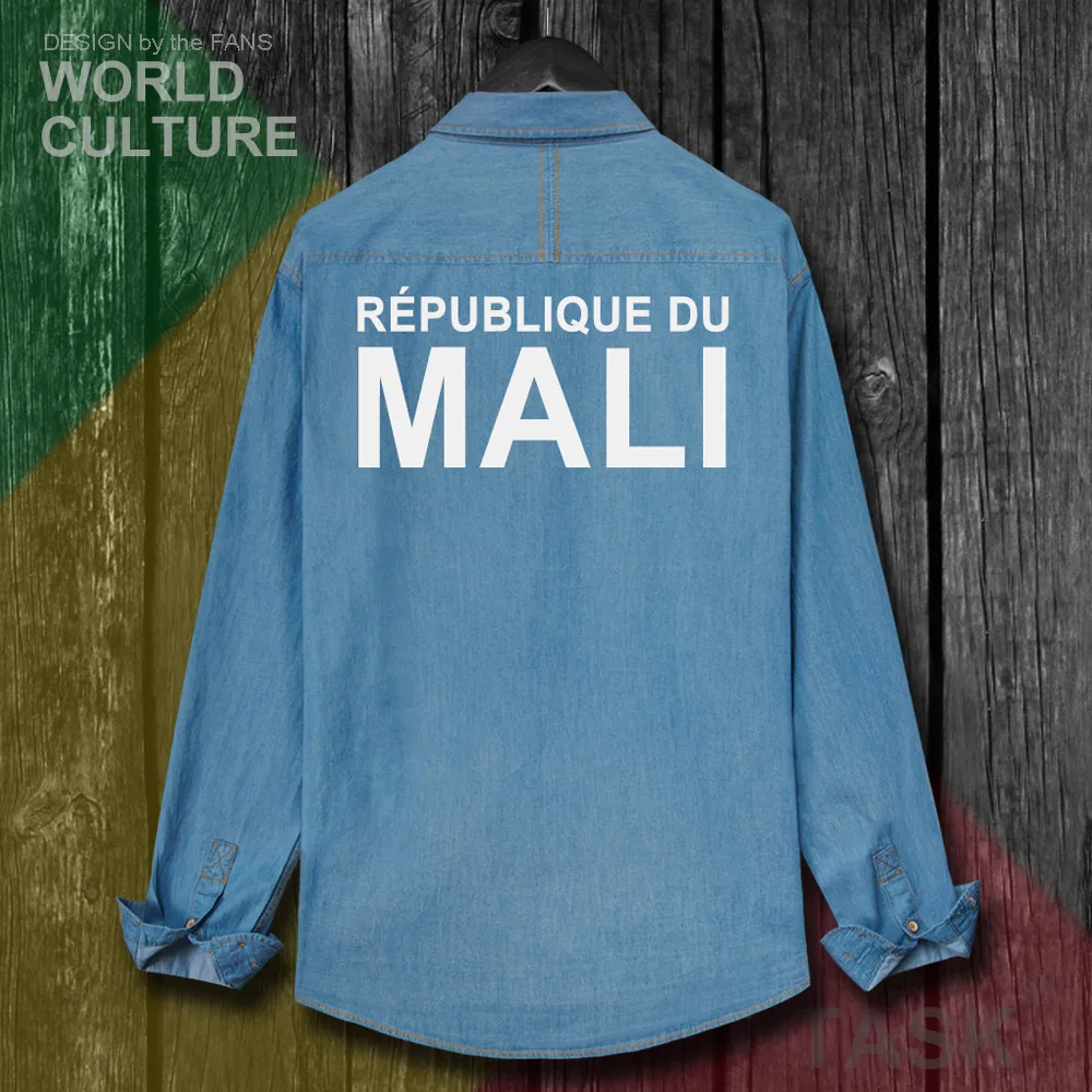 Мужская одежда MLI Malian ML хлопковая джинсовая рубашка с отложным воротником на