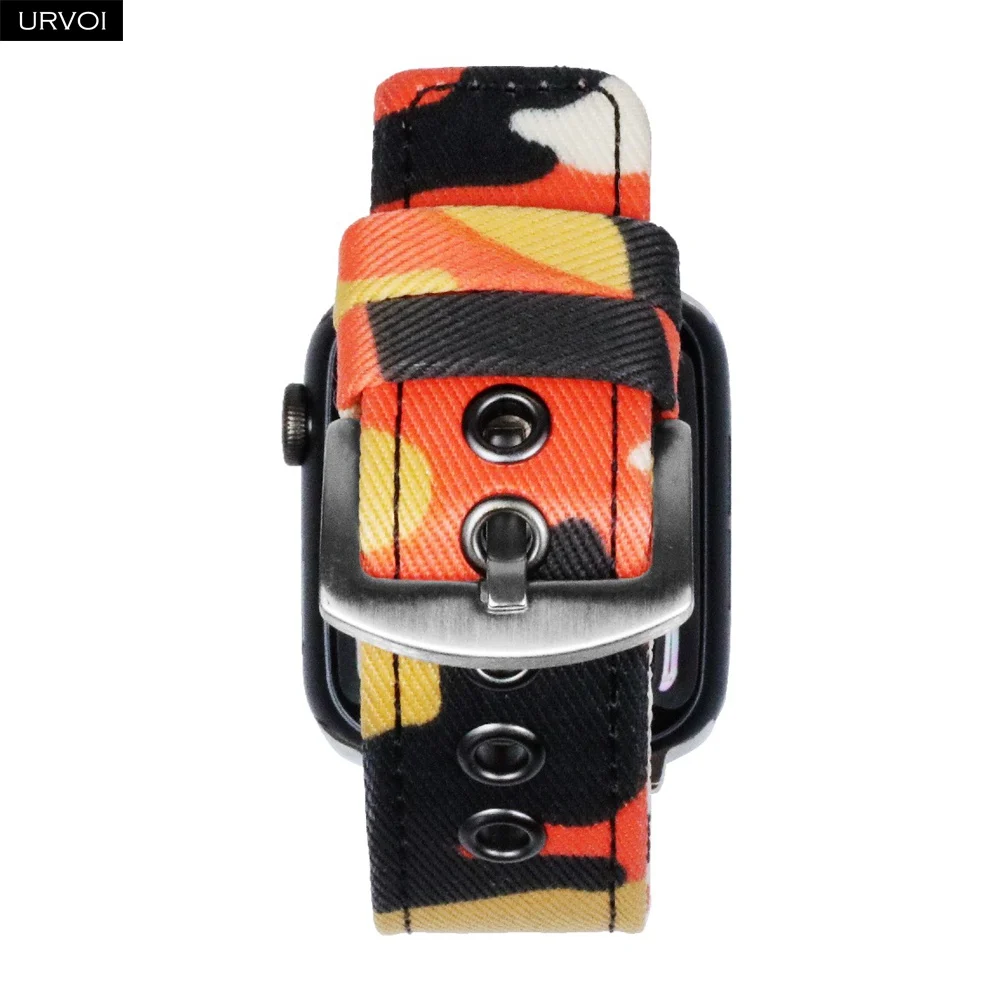 Тканевый ремешок URVOI для Apple Watch 6 SE 5 4 321 камуфляжный дизайн джинсовый iwatch прочный с