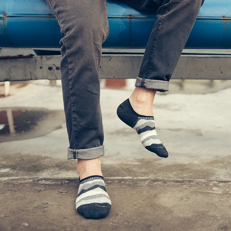 Носки невидимки мужские хлопковые модные тапочки Нескользящие низкие в