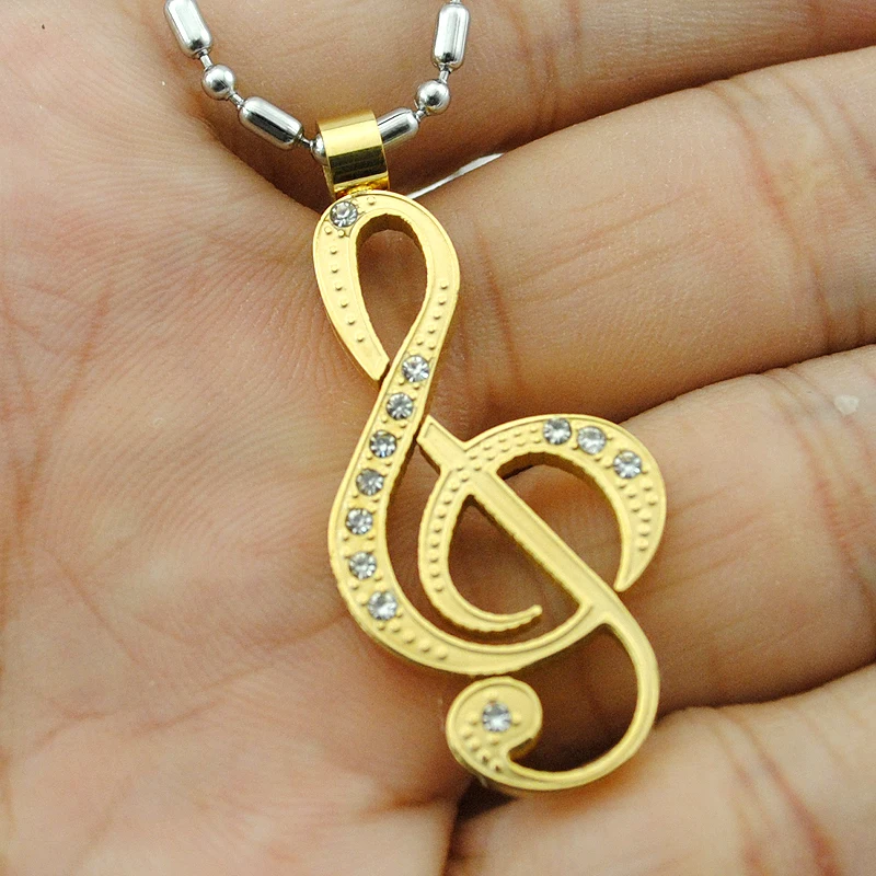 AMUMIU модное ожерелье с подвеской в виде скрипичного ключа из нержавеющей стали