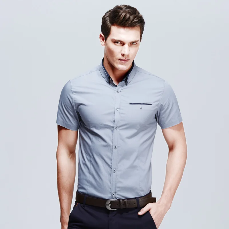 2015 New Brand Mens Shirts Short Sleeve 