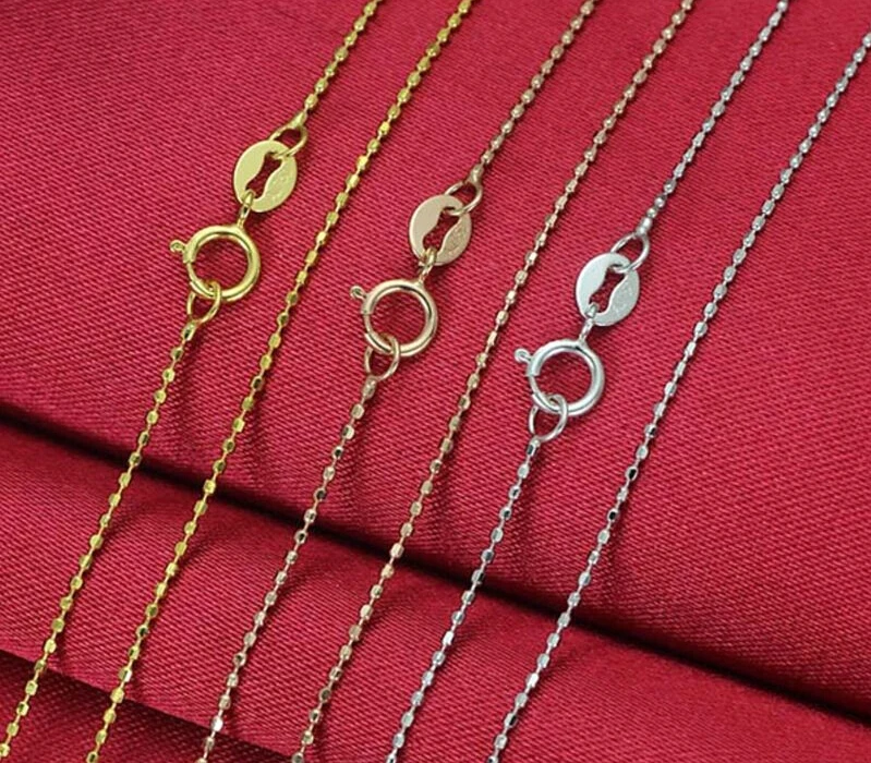 

PURE Lucky White Gold Necklace Women's Bead Chain / 1.5g