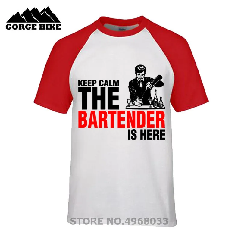 2019 летняя забавная Футболка с принтом Keep Calm The Bartender Is Here Фитнес Повседневная