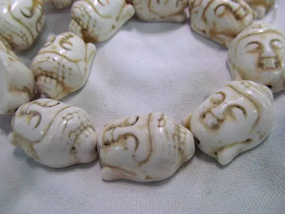 20x30 мм Бирюзовый Камень howlite Будда резной белый ассортимент свободные бусины