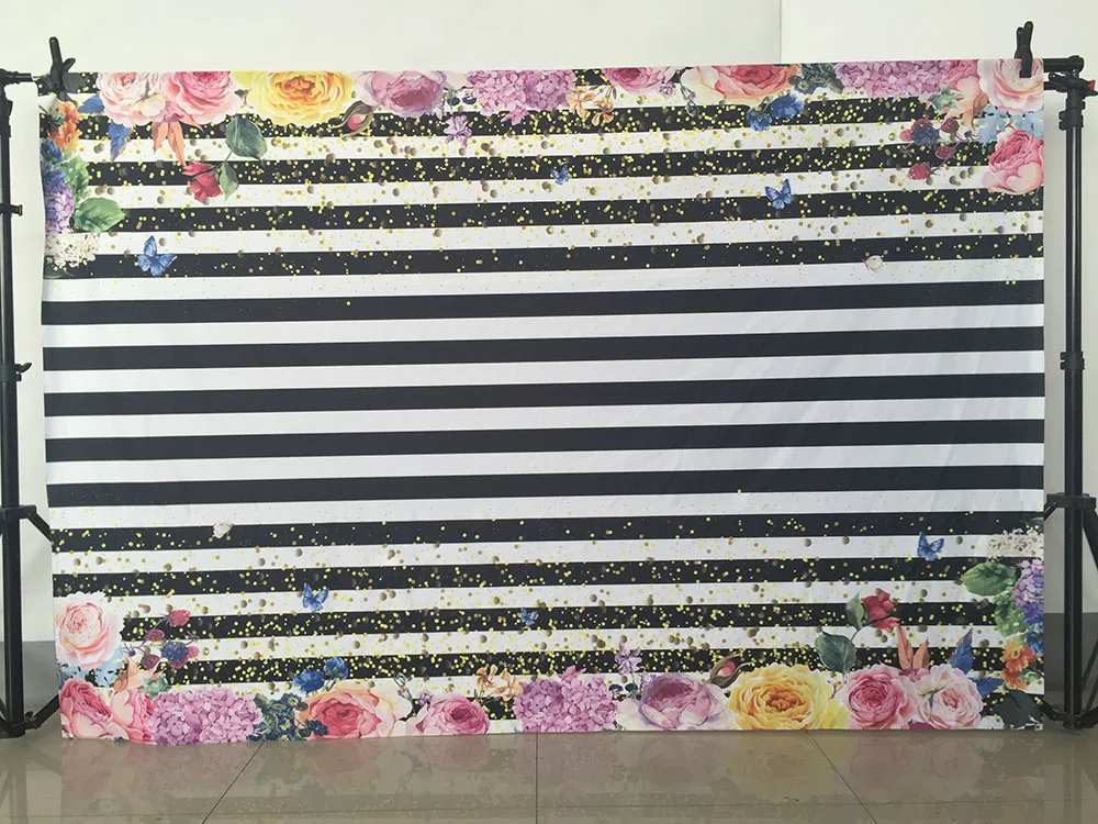 Mehofoto Photography Backdrop Black and White Stripe Zebra Crossing Line Birthday Party Wedding decoration For Studio Props | Электроника