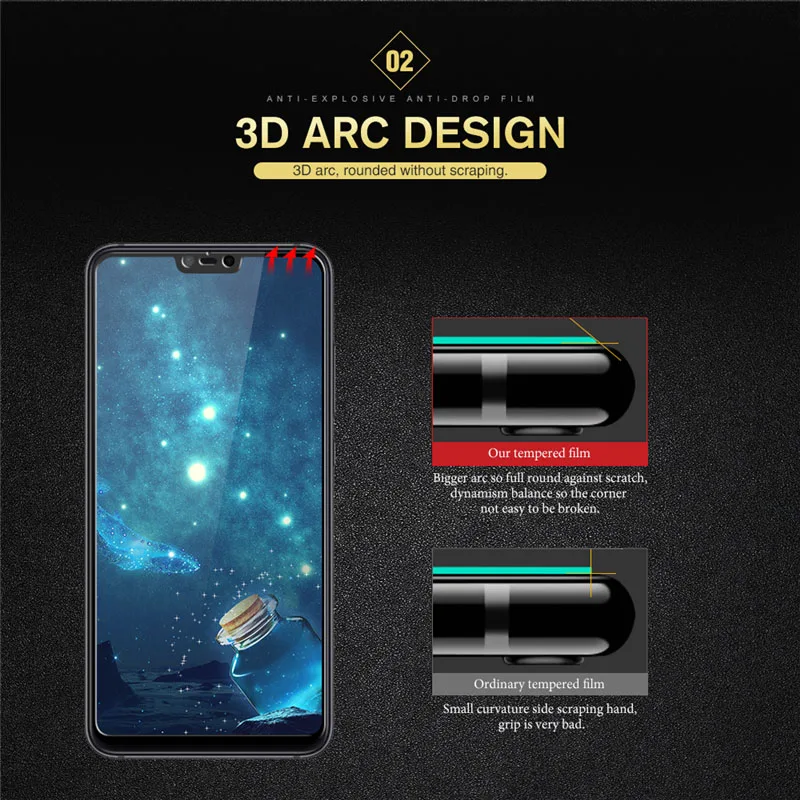 Защитное стекло для Xiaomi Mi 8 Lite Pro защита экрана полное покрытие закаленное Mi8