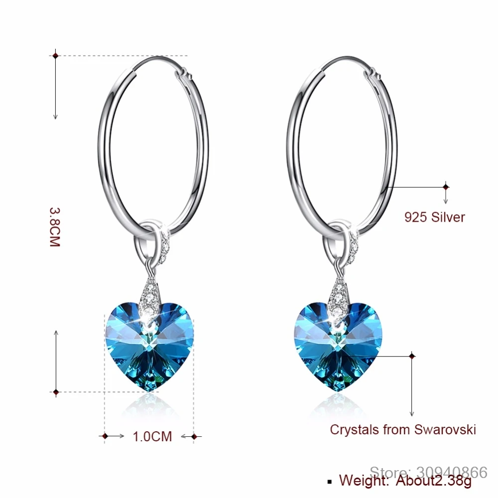Изысканные ювелирные изделия, сделанные с сердцем кристаллами Swarovski, висячие серьги, настоящее Серебро S925 пробы, длинные серьги на годовщину, винтажный подарок