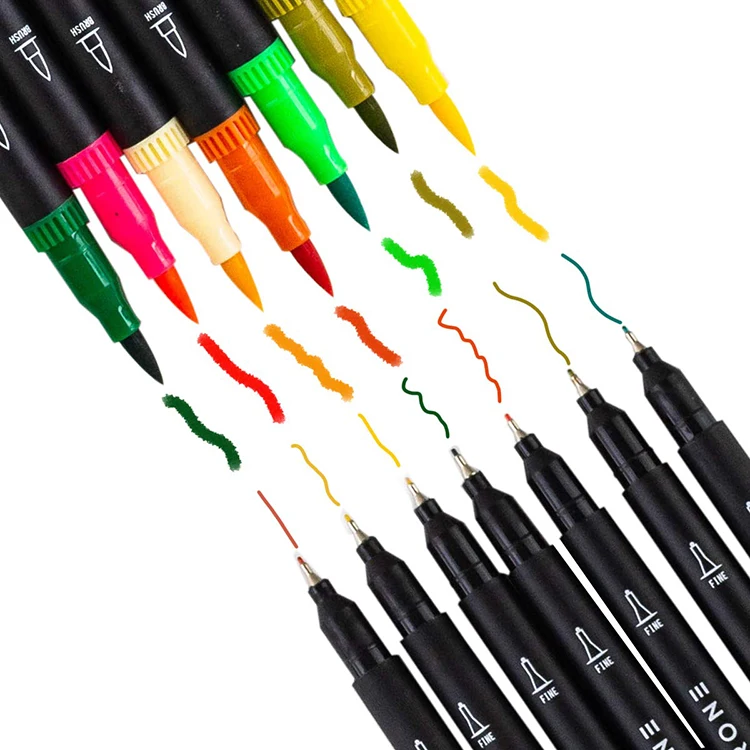 Hethrone 100 цветная ручка FineLiner, ручка для рисования, акварельные товары для рукоделия, фломастеры, двойные кончики, кисть, граффити, наборы, подарок