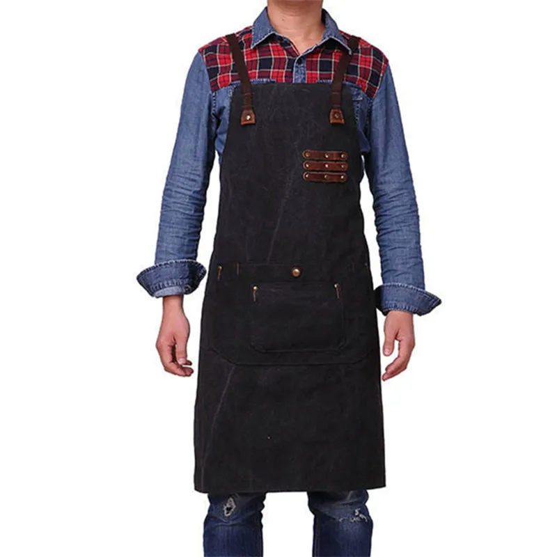 Винтажный холщовый Рабочий Фартук водонепроницаемый ремень из натуральной кожи