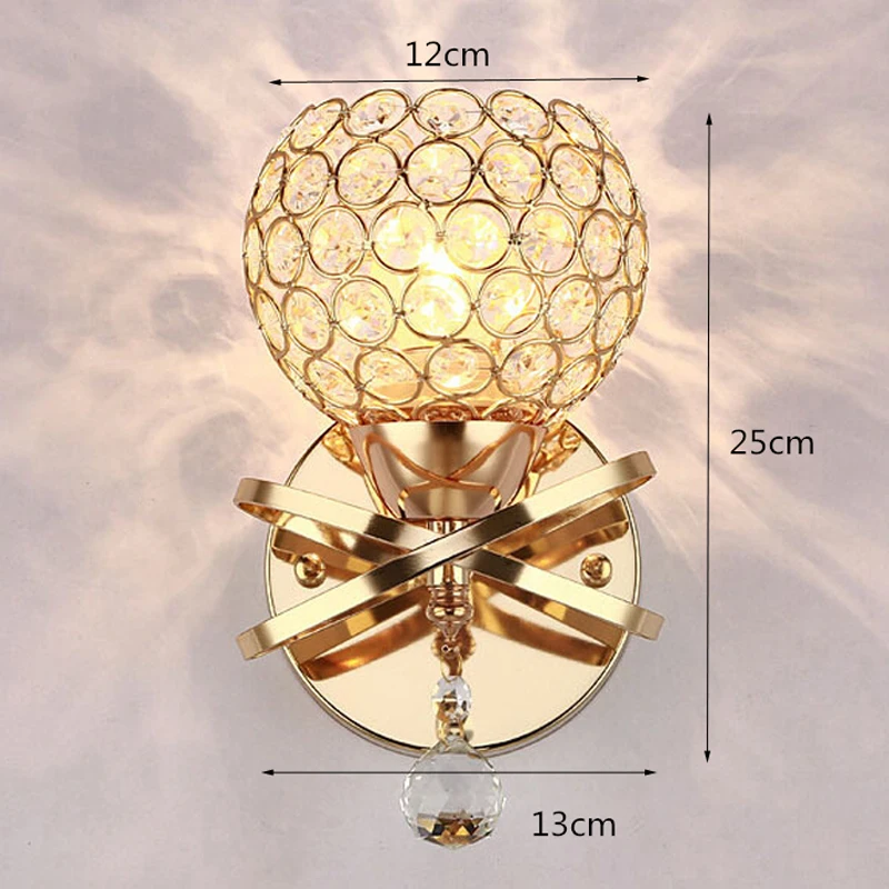European Sliver Gold Crystal Bedside Wall Lamp Creative Single Head Art E27 Aisle Light Bathroom Mirror Home Decro | Лампы и освещение