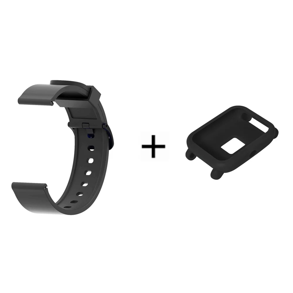 2в1 силиконовый спортивный ремешок для Xiaomi Huami Amazfit Bip Молодежные умные часы 20 мм сменный Браслет+ полный Чехол