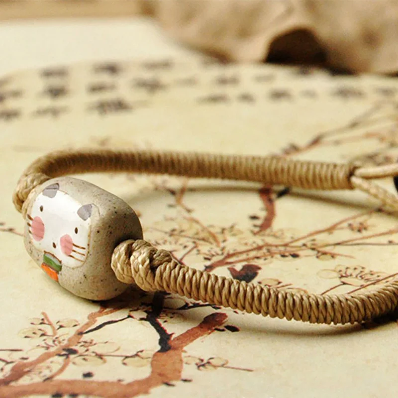 Женские и мужские браслеты с керамическими бусинами котом|cat charm bracelet|charm braceletbracelet