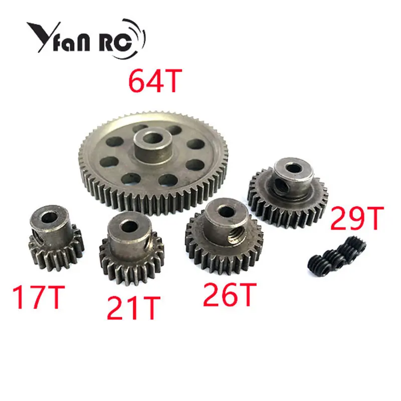 

Yfan RC HSP 1:10 11184 Steel Metal Spur different Main Gear 64T/21T/29T/17T/26T Motor Pinion Gears Free Shipping