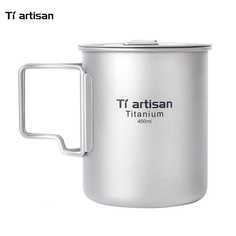 Tiartisan уличная кружка из чистого титана 450 мл кружки для воды и кофе Складная ручка