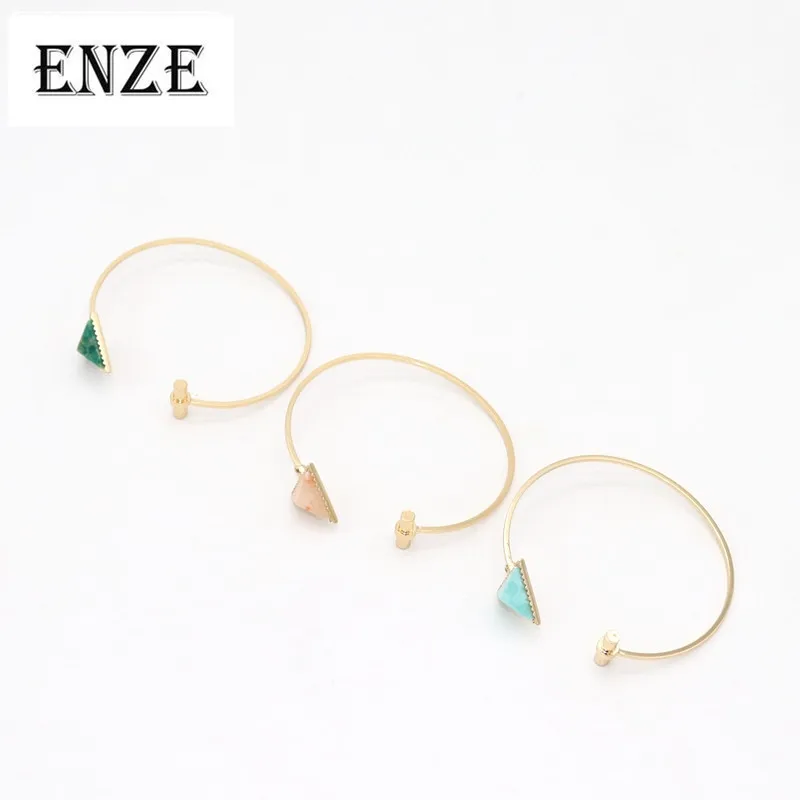 ENZEWomen Fashion Single Triangle многоцветные граненые камни Индивидуальные Медные круглые